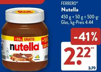 Aldi Süd FERRERO Nutella Angebot