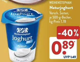 Aldi Süd WEIHENSTEPHAN Naturjoghurt Angebot