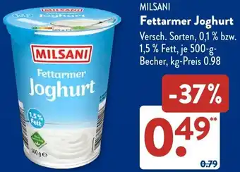Aldi Süd MILSANI Fettarmer Joghurt Angebot