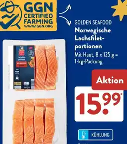 Aldi Süd GOLDEN SEAFOOD Norwegische Lachsfiletportionen Angebot