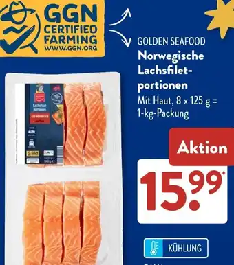 Aldi Süd GOLDEN SEAFOOD Norwegische Lachsfiletportionen Angebot