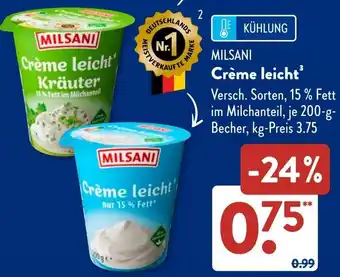 Aldi Süd MILSANI Crème leicht Angebot