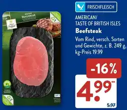 Aldi Süd AMERICAN/ TASTE OF BRITISH ISLES Beefsteak Angebot