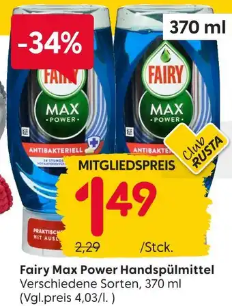 Rusta Fairy max power handspülmittel Angebot