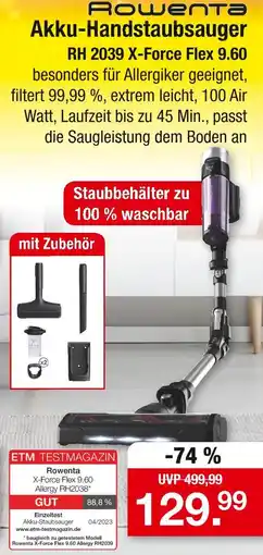 Zimmermann Rowenta akku-handstaubsauger rh 2039 x-force flex 9.60 Angebot