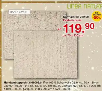 Linea natura handwebteppich ca. 70 x 130 cm