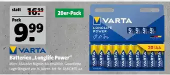 Hagebau Varta batterien „longlife power“ Angebot