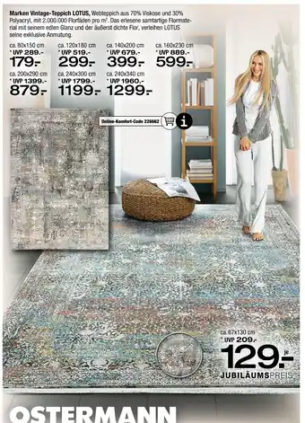 Ostermann Marken vintage-teppich lotus ca. 80x150 cm Angebot