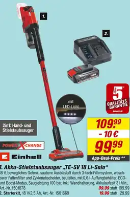 toom Baumarkt Einhell akku-stielstaubsauger te-sv 18 li-solo Angebot