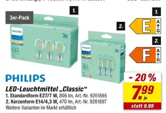 toom Baumarkt Philips led-leuchtmittel classic standardform e27/7 w Angebot