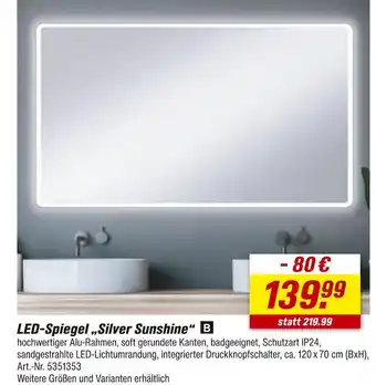 toom Baumarkt Led-spiegel 'silver sunshine' Angebot