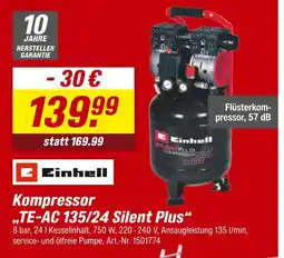 toom Baumarkt Einhell kompressor te-ac 135/24 silent plus Angebot