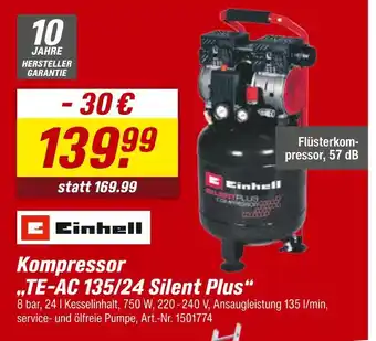 toom Baumarkt Einhell kompressor te-ac 135/24 silent plus Angebot