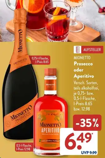 Aldi Süd MIONETTO Prosecco oder Aperitivo Angebot