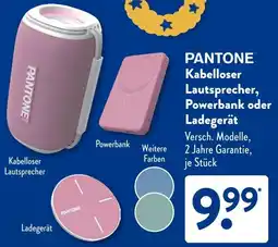 Aldi Süd PANTONE Kabelloser Lautsprecher, Powerbank oder Ladegerät Angebot