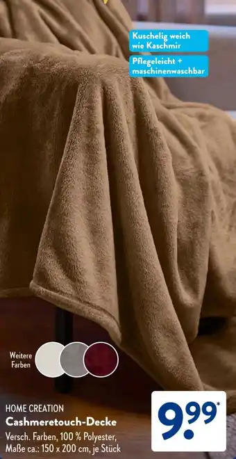 Aldi Süd HOME CREATION Cashmeretouch-Decke Angebot