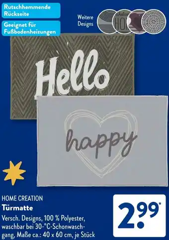 Aldi Süd HOME CREATION Türmatte Angebot