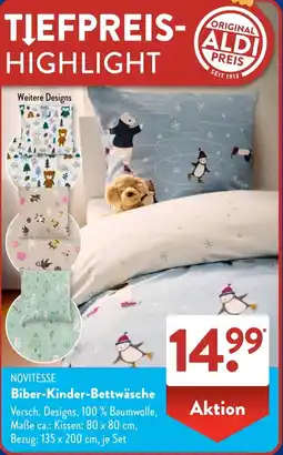 Aldi Süd NOVITESSE Biber-Kinder-Bettwäsche Angebot