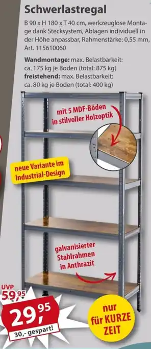 Sonderpreis Baumarkt Schwerlastregal Angebot