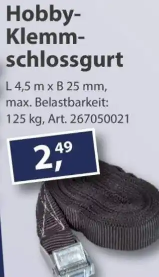 Sonderpreis Baumarkt Hobby Klemmschlossgurt Angebot