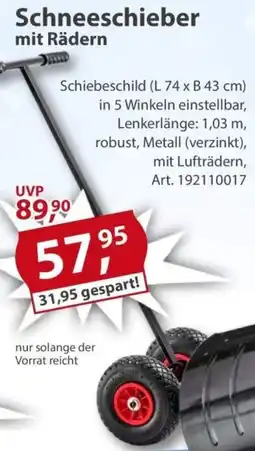 Sonderpreis Baumarkt Schneeschieber mit Rädern Angebot