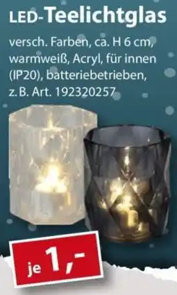 Sonderpreis Baumarkt LED-Teelichtglas Angebot