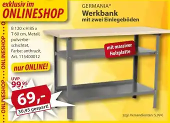 Sonderpreis Baumarkt GERMANIA Werkbank mit zwei Einlegeböden Angebot