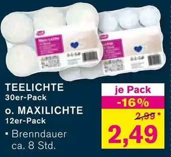 KODi TEELICHTE O. MAXILICHTE Angebot