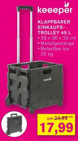 KODi keeeper KLAPPBARER EINKAUFSTROLLEY 45 L Angebot