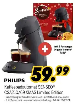 MEDIMAX PHILIPS Kaffeepadautomat SENSEO CSA210/69 XMAS Limited Edition Angebot