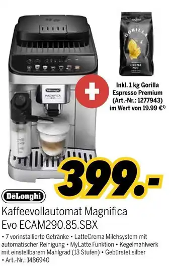 MEDIMAX DeLonghi Kaffeevollautomat Magnifica Evo ECAM290.85.SBX Angebot
