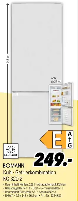 MEDIMAX BOMANN Kühl-Gefrierkombination KG 320.2 Angebot