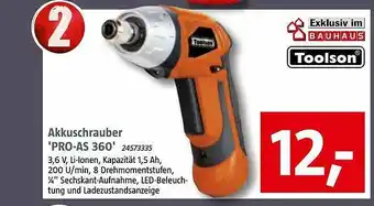 Bauhaus Toolson Akkuschrauber Pro-as 360 Angebot