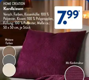 Aldi Süd HOME CREATION Kordkissen Angebot