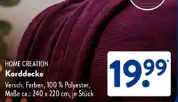 Aldi Süd HOME CREATION Korddecke Angebot