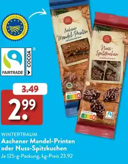 Aldi Süd WINTERTRAUM Aachener Mandel-Printen oder Nuss Spitzkuchen Angebot