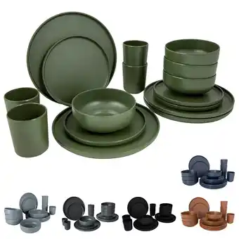 Netto Marken-Discount BO-CAMP Melamin Campinggeschirr Set Patom Reise Essgeschirr Teller Becher 16tlg Farbe: Grün Angebot