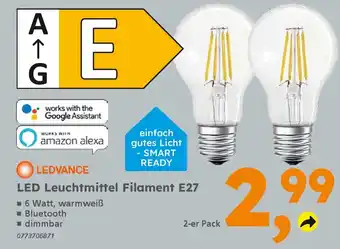 Globus Baumarkt LEDVANCE LED Leuchtmittel Filament E27 Angebot