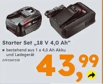 Globus Baumarkt BOSCH Starter Set „,18 V 4,0 Ah" Angebot
