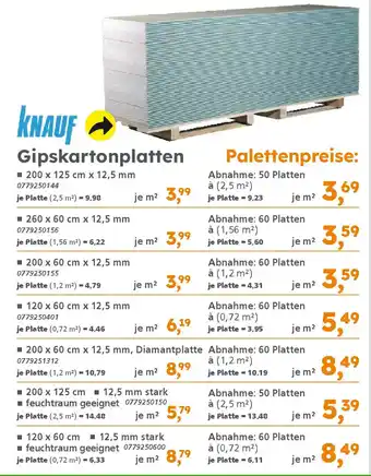 Globus Baumarkt KNAUF Gipskartonplatten Angebot