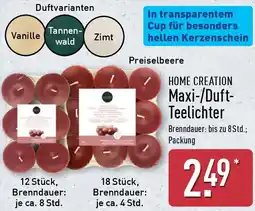 Aldi Nord HOME CREATION Maxi-/Duft Teelichter Angebot