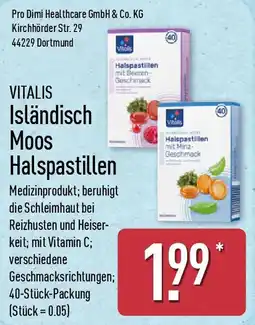 Aldi Nord VITALIS Isländisch Moos Halspastillen Angebot