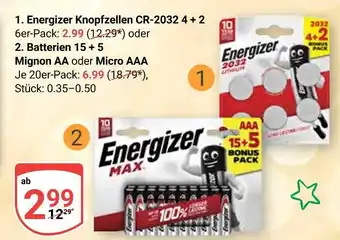 Globus Energizer knopfzellen cr-2032 4 + 2 Angebot