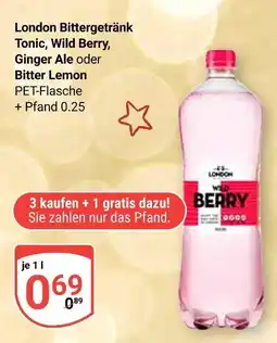 Globus London bittergetränk tonic, wild berry, ginger ale oder bitter lemon Angebot