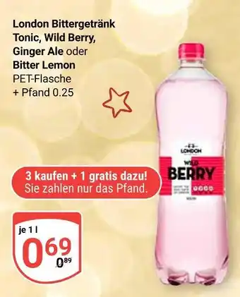 Globus London bittergetränk tonic, wild berry, ginger ale oder bitter lemon Angebot