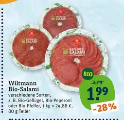 tegut Wiltmann bio-geflügel salami Angebot