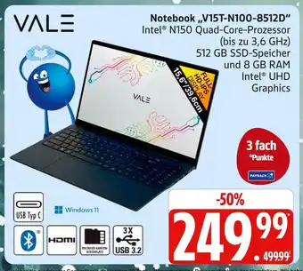 Marktkauf Vale notebook v15t-n100-8512d Angebot