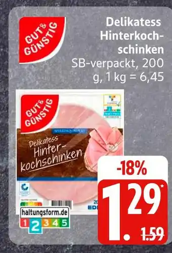 Edeka Gut & günstig delikatess hinterkochschinken Angebot