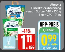 Edeka Almette frischkäsezubereitung natur Angebot