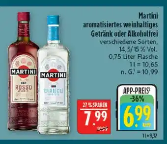 Marktkauf Martini aromatisiertes weinhaltiges getränk oder alkoholfrei Angebot